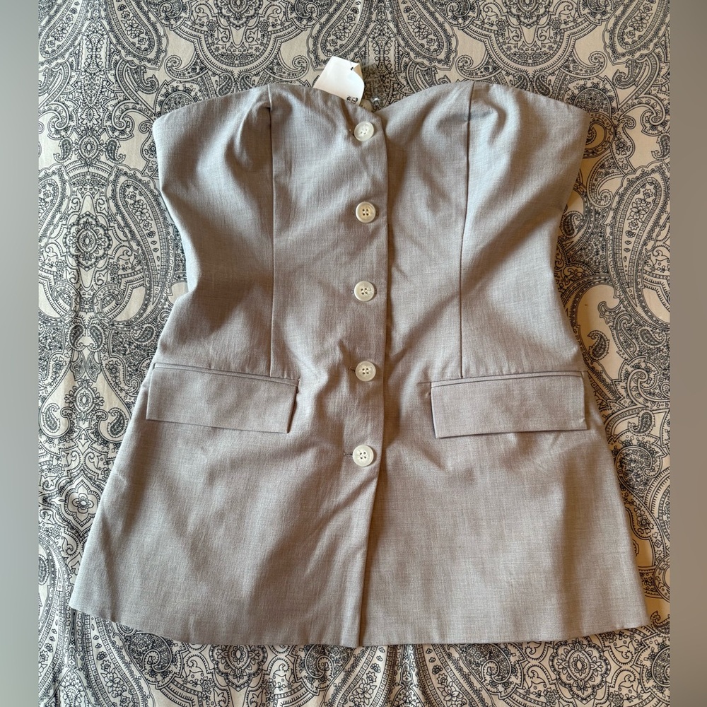 Forever 21 Light Gray Strapless Top